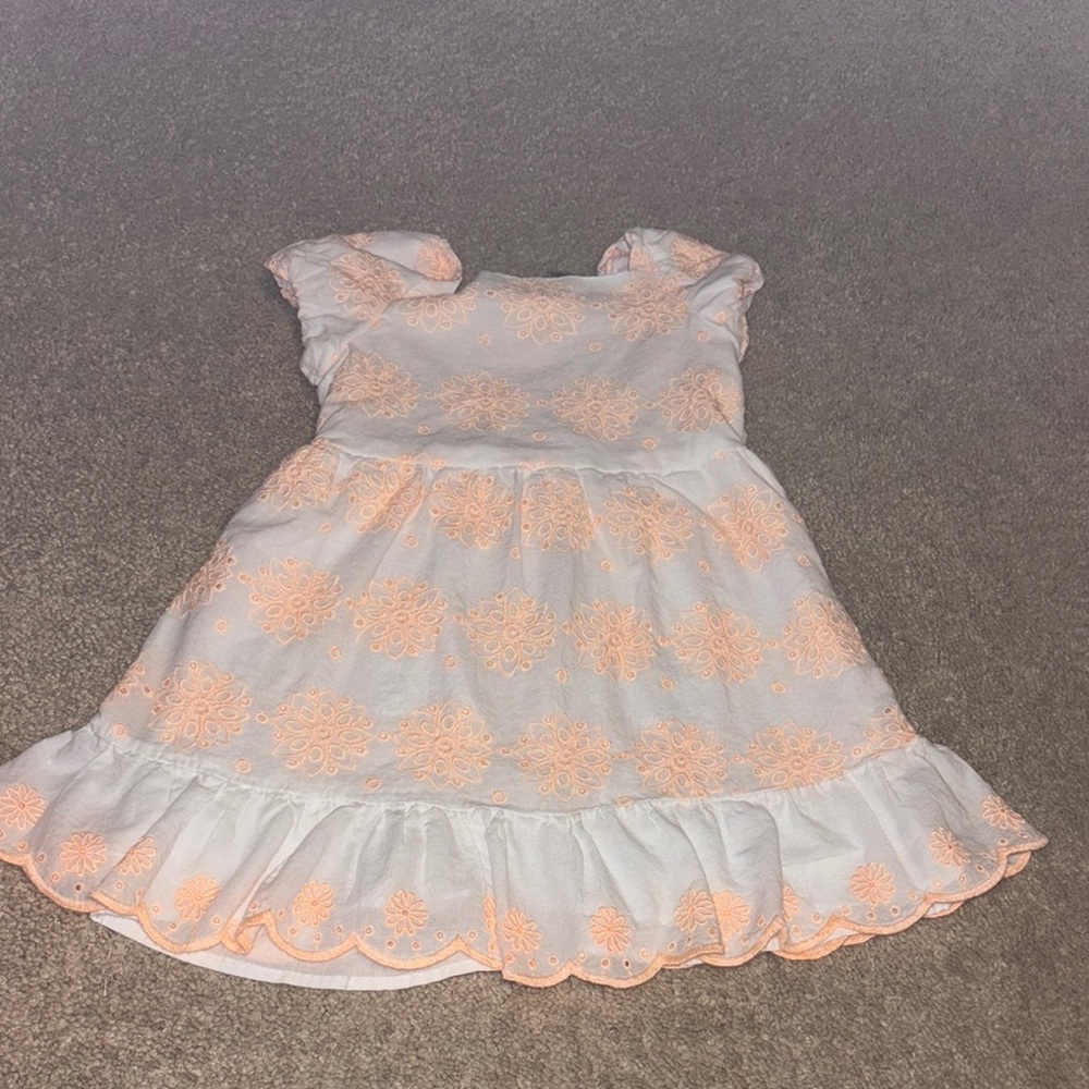 Charming Kids Dress in White and Orange